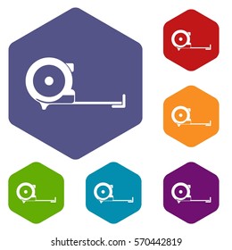 Construction roulette icons set rhombus in different colors isolated on white background