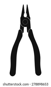 Construction rubber handle pliers icon. Black color vector clip art illustration isolated on white