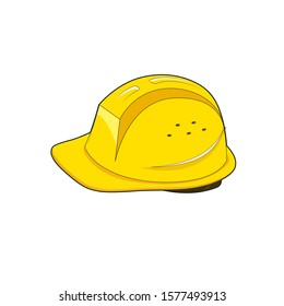 Construction safety helmet. Building worker hat. Yellow helmet. Vector illustration