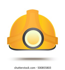 Construction safety helmet. Flat icon design. Industrial equipment symbol. Protection helm sign. Miner headgear vector illustration