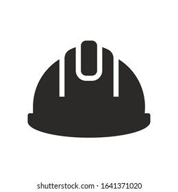 Construction safety helmet glyph flat style icon. Engineer hat icon. Construction builder protection cap.