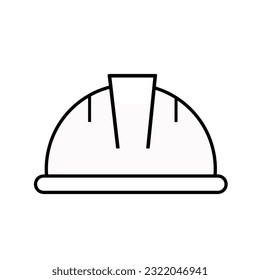 Construction safety helmet icon. Builder safety helmet line icon isolated on white background.