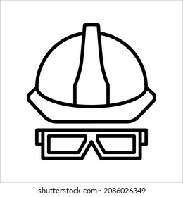 Construction safety helmet icon on white background. color editable. eps 10