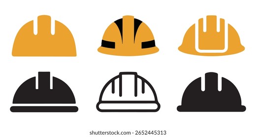 Conjunto de iconos de casco de seguridad de construcción Ilustración vectorial en el engranaje