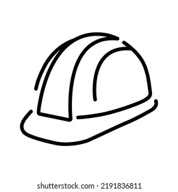 Construction safety helmet icon. Simple outline style. Hard hat, worker cap, protect and safe concept. Thin line vector illustration design isolated on white background. EPS 10.