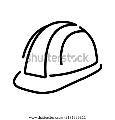 Construction safety helmet icon. Simple outline style. Hard hat, worker cap, protect and safe concept. Thin line vector illustration design isolated on white background. EPS 10.