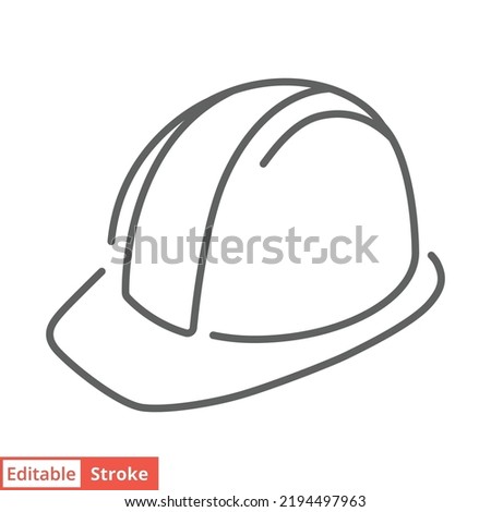 Construction safety helmet icon. Simple outline style. Hard hat, worker cap, protect and safe concept. Thin line vector illustration design isolated on white background. Editable stroke EPS 10.