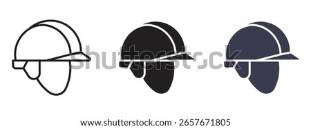 Construction safety helmet icon. Simple outline style. Hard hat, worker cap, protect and safe concept , vector illustration .