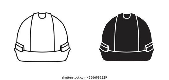 Construction safety helmet icons in outline and fill. vector illustration for ui.