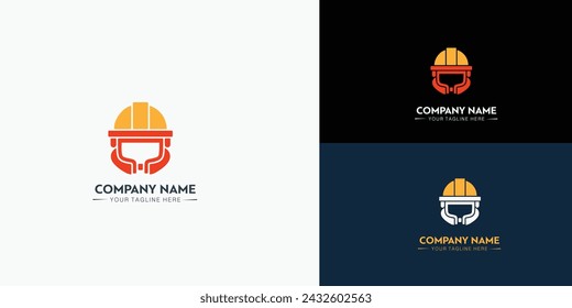 Diseño de plantilla de logotipo de casco de seguridad de construcción para marca o empresa y otros