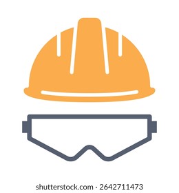 Construction safety helmet sign symbol vector flat icon