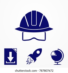 Construction safety helmet style icon. vector illustration for website.