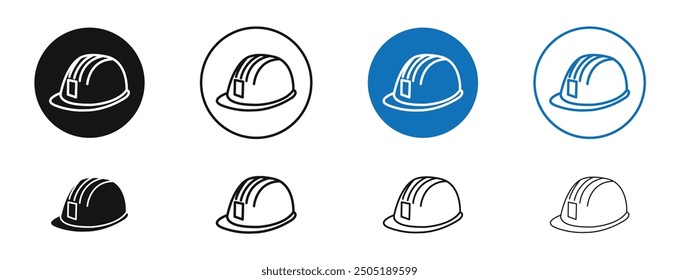 Construction safety helmet vector icon in black and blue colors