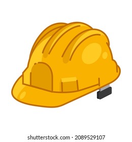 construction Safety Helmet vector illustration yellow industrial hat Flat design style Logo Icon Clipart