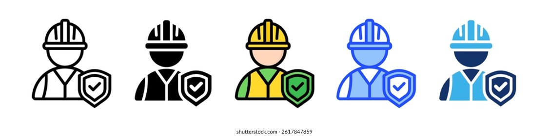 Construction Safety Icon Collection With Multiple Styles