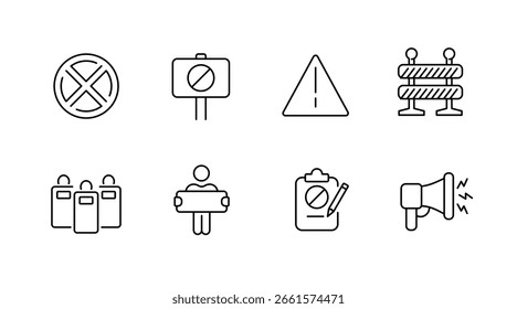 Symbole für Bausicherheit - linear, Warnung, Gefahrenverhütungszeichen