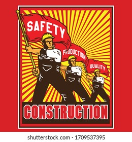 Construction Safety Propaganda Poster Design