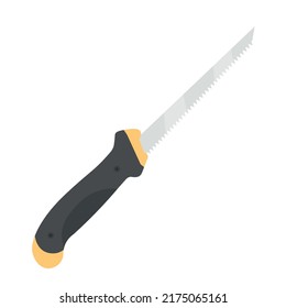Construction saw hacksaw. Repair tool  isolated on white. Flat style icon.