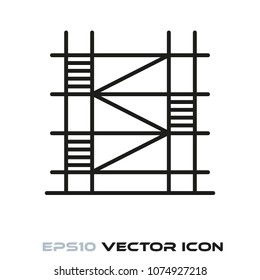 Construction Scaffolding Flat Line Icon Vector