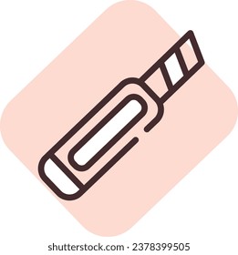 Construction scalpel; illustration or icon; vector on white background.