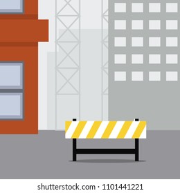 Construction scene, Warning sign, Don't enter, Buildings under construction