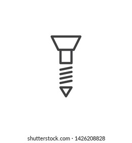 Construction Screw line icon. linear style sign for mobile concept and web design. Bolt, screw outline vector icon. Woodworking tool symbol logo illustration. Vector graphics