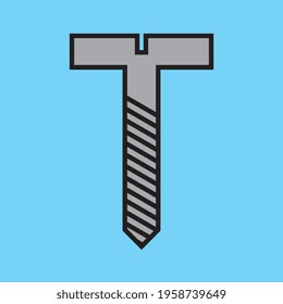 Construction screw tool symbol over blue background vector illustration