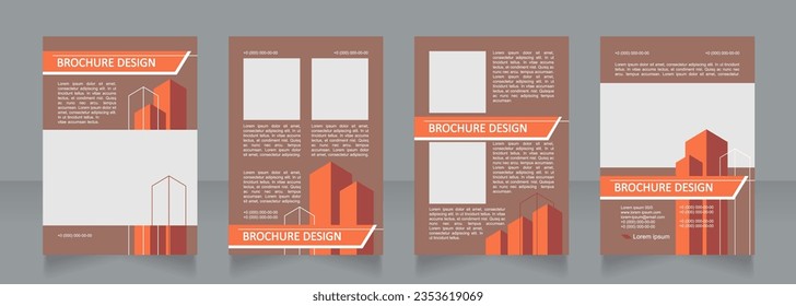 Construction service blank brochure design. City buildings. Template set with copy space for text. Premade corporate reports collection. Editable 4 paper pages. Calibri, Arial fonts used