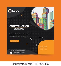 Construction Services Social Media Instagram Post Banner Template