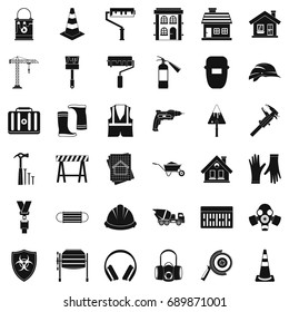 Construction shield icons set. Simple style of 36 construction shield vector icons for web isolated on white background