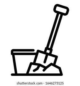 Construction shovel icon. Outline construction shovel vector icon for web design isolated on white background