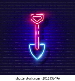 Construction shovel neon icon. Vector illustration for design. Repair tool glowing sign. Construction tools concept.