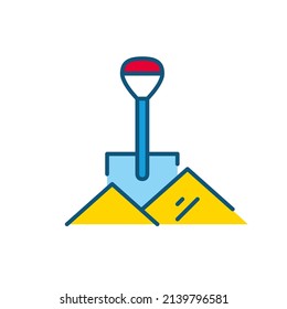 Baustellen in Sandstapeln. Pixel perfekt, bearbeitbares Strichfarbsymbol