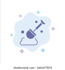 Construction, Shovel, Tool Blue Icon on Abstract Cloud Background