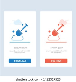 Construction, Shovel, Tool  Blue and Red Download and Buy Now web Widget Card Template