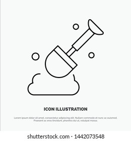 Construction, Shovel, Tool Line Icon Vector