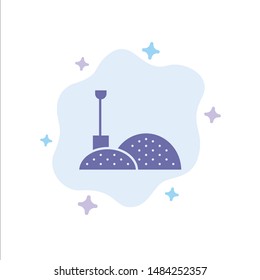 Construction, Shovel, Tools Blue Icon on Abstract Cloud Background. Vector Icon Template background
