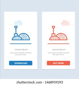 Construction, Shovel, Tools  Blue and Red Download and Buy Now web Widget Card Template. Vector Icon Template background