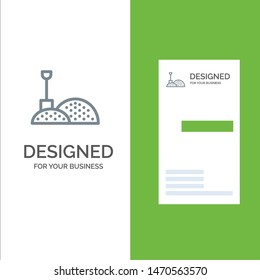 Construction, Shovel, Tools Grey Logo Design and Business Card Template. Vector Icon Template background