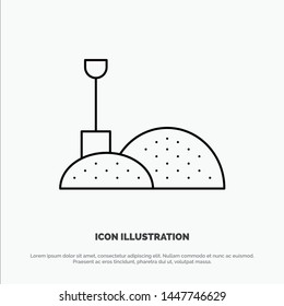 Construction, Shovel, Tools Line Icon Vector