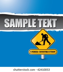 construction sign blue ripped template