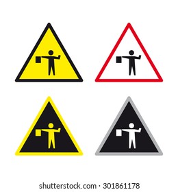 Construction sign and freeway traffic equipment vector set