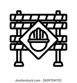 Construction Sign Line Vector Illustration On White Background.