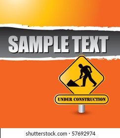 construction sign orange ripped template