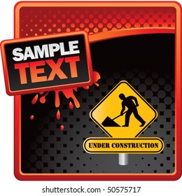 construction sign red and black halftone grungy ad