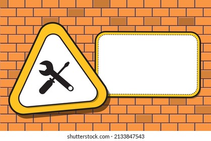 construction sign with  shadow and brick on the background vector illustration eps10