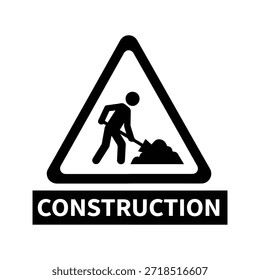 Construction sign silhouette warning roadwork icon