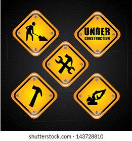 construction signals design over black background vector illustration