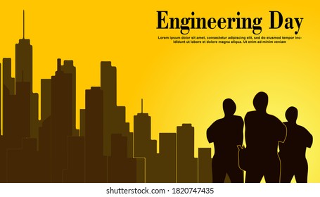 The construction silhouette backgound . Illustration Vector Design Of World Labour and engineer Day