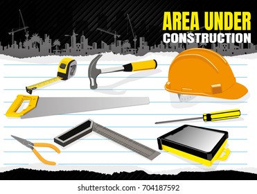 Construction silhouette vector background.